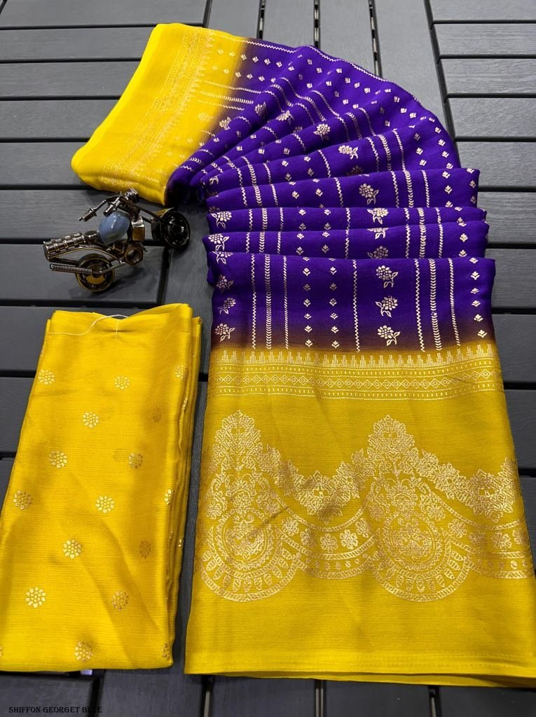 fancy shiffon georgette blue s 1716956688 Fancy Chiffon Georgette Blue Saree