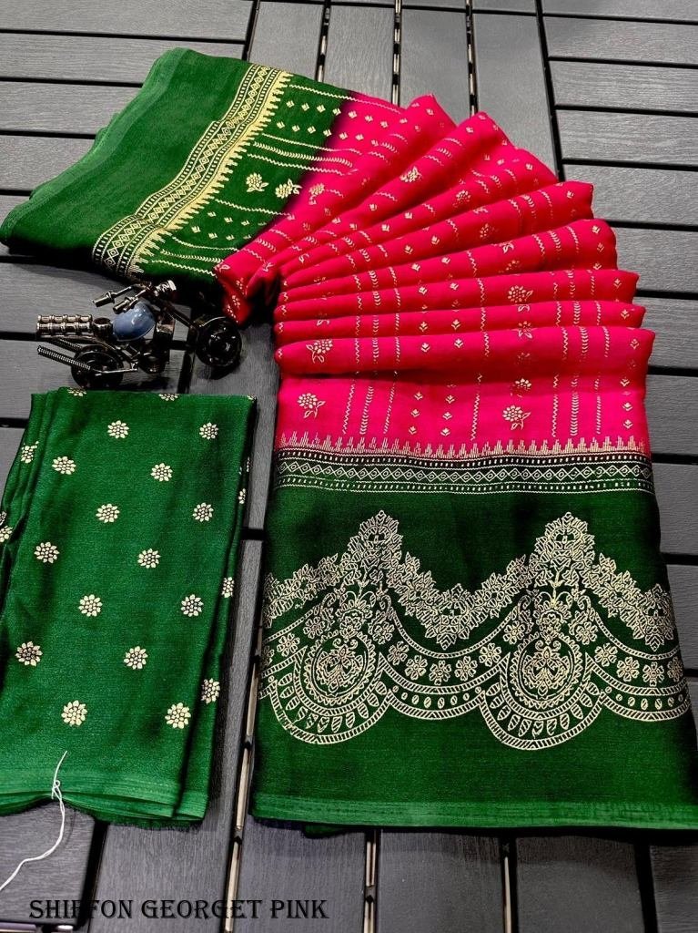 fancy shiffon georgette pink s 1716957620 Fancy Chiffon Georgette Pink Saree