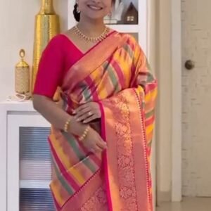 Fancy Soft Silk Multi Color Saree and Blouse
