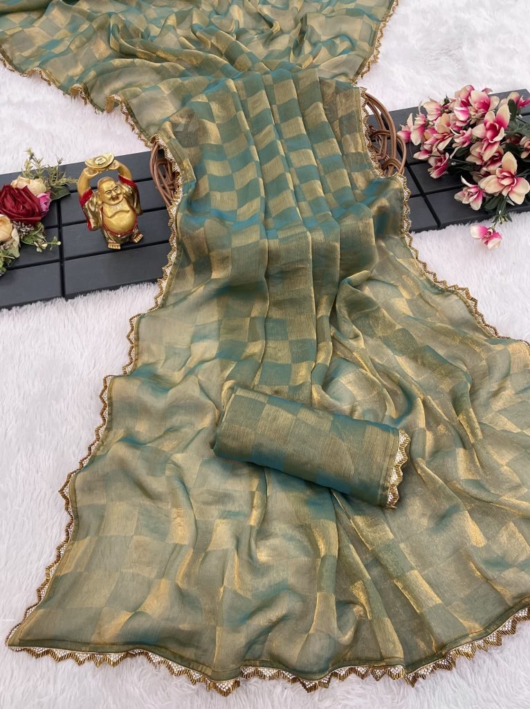 fancy space silk green shaded 1741340668 Fancy Space Silk Green Shaded Saree