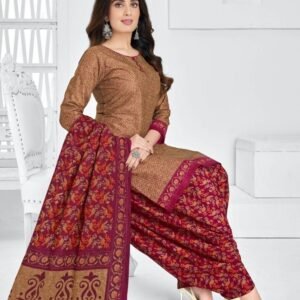 Fancy Wear Brown Pure Cotton Ready Made Dress