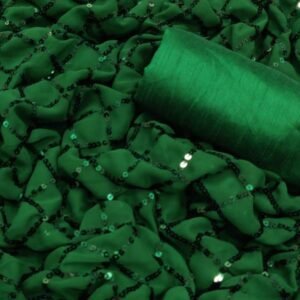 Fancy Wear Green Georgette Sequence Embroidery Work Saree