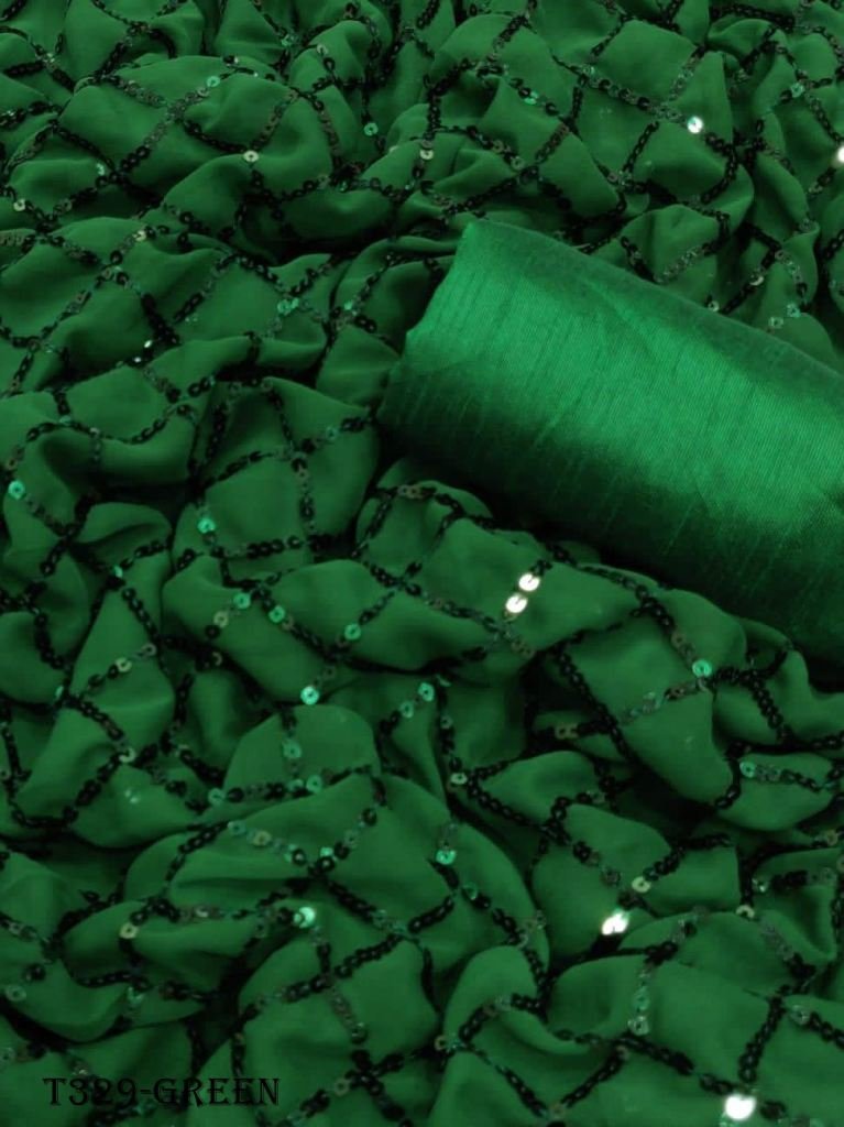 fancy wear green georgette emb 1723876637 Fancy Wear Green Georgette Sequence Embroidery Work Saree