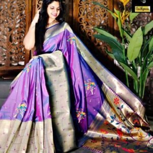 Fancy Wear Light Purple Kanjivaram Silk Paithani Saree