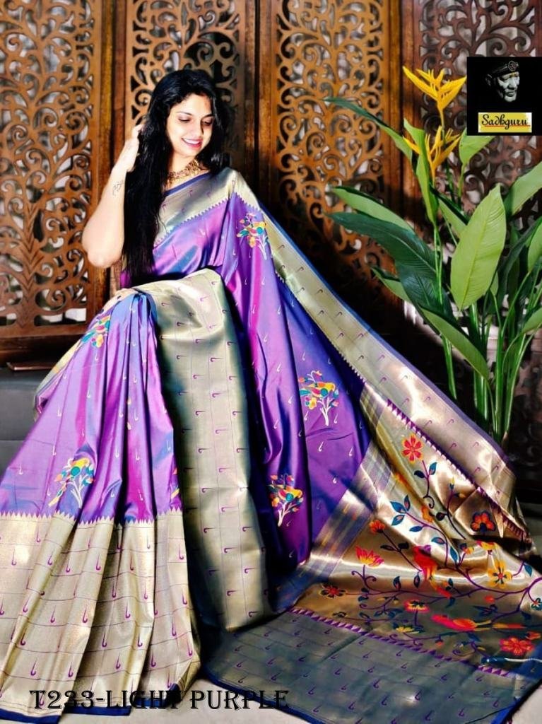 fancy wear light purple kanjiv 1721023466 Fancy Wear Light Purple Kanjivaram Silk Paithani Saree