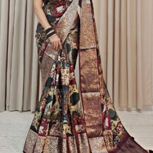 Fancy Women Wear Maroon Pure Dola Silk Saree