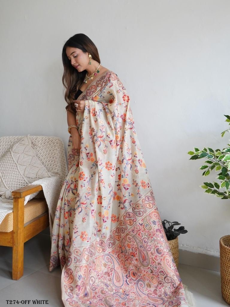 fancy women wear off white cot 1721896295 Fancy Women Wear Off White Cotton Thread Weaving Saree
