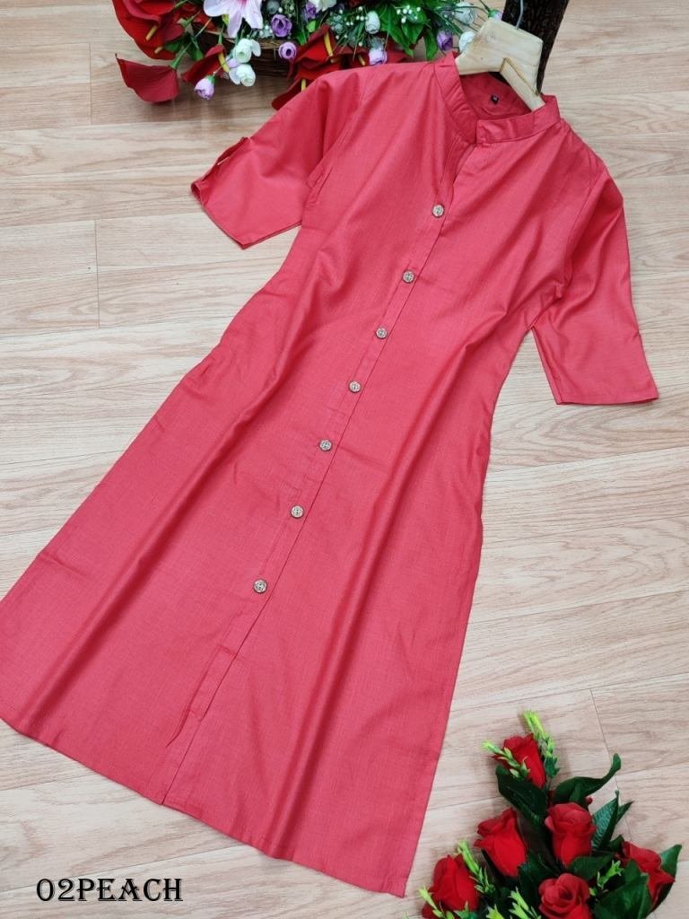 fancy wooden button with packe 1719485541 Fancy Wooden Button With Pocket Rubi Cotton Plain Kurti
