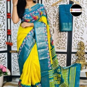 Fancy Yellow Dola Silk Saree For Women