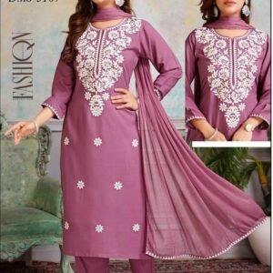 Fantastic 14kg Rayon Lucknowi 3pcs Kurti Set