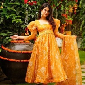 Fantastic Mustard Color Digital Print Anarkali Set