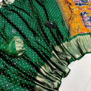 Fashionable Chiffon Jari Border Green Saree
