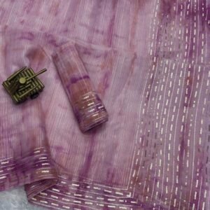 Fashionable Soft Organza Pink Zari Weaving Saree