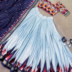 Fashionable Sky Blue Lehenga Choli With Heavy Dupatta