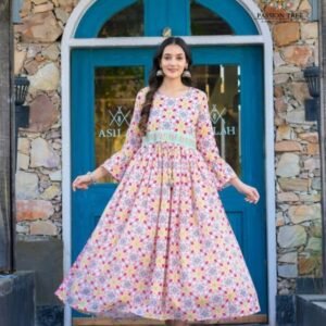 Fashionista Vol 2 Fancy Digital Printed Anarkali Gown With Poet Sleeve