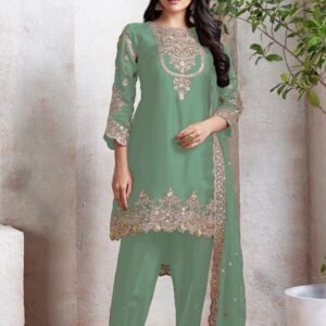 Faux Georgette SemiStitched Suit With Embroidery Work