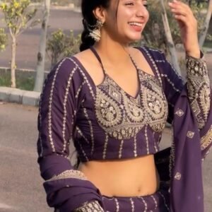 Faux Georgette Sequence Work Embroidered Lehenga Choli