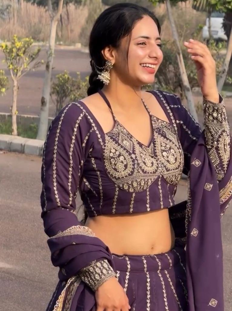 faux georgette sequence work e 1748782202 Faux Georgette Sequence Work Embroidered Lehenga Choli