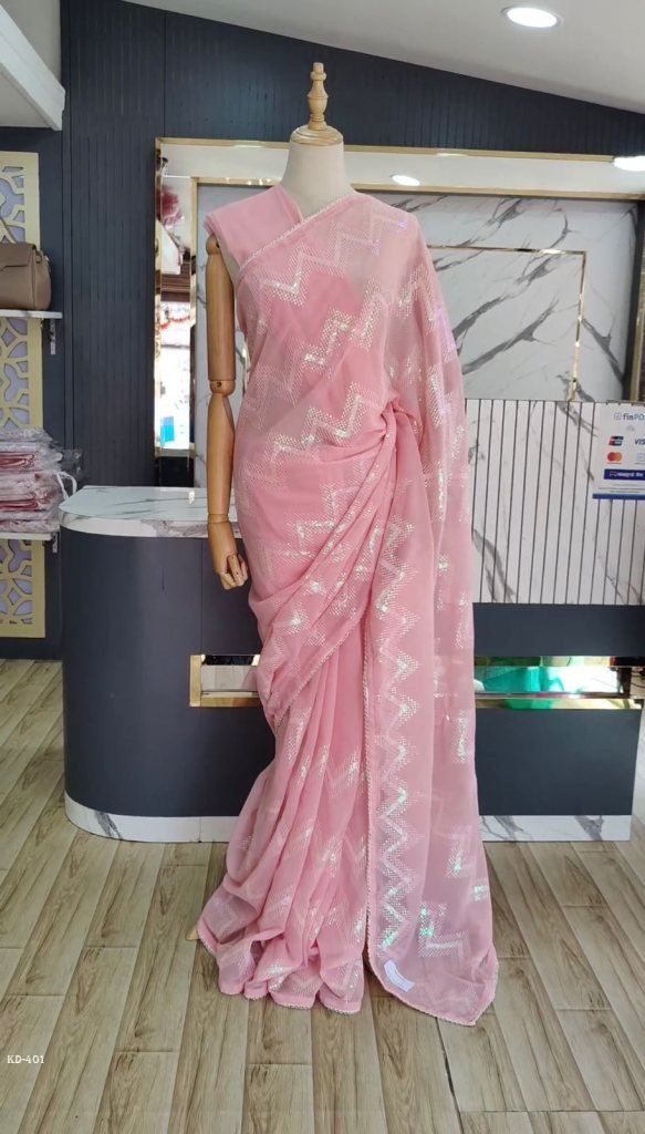faux georgette with sequnce wo 1712896456 Faux Georgette with Sequnce work Designer Saree