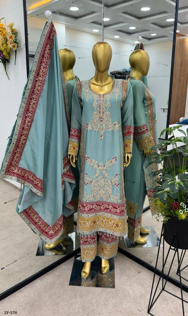 fency chinnon silk blue suit 1716875072 Fancy Chinnon Silk Blue suit