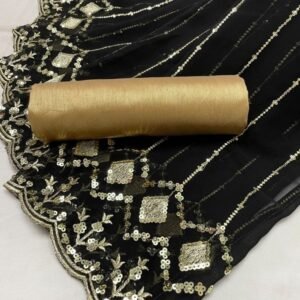Fency Heavy Georgette Black Saree