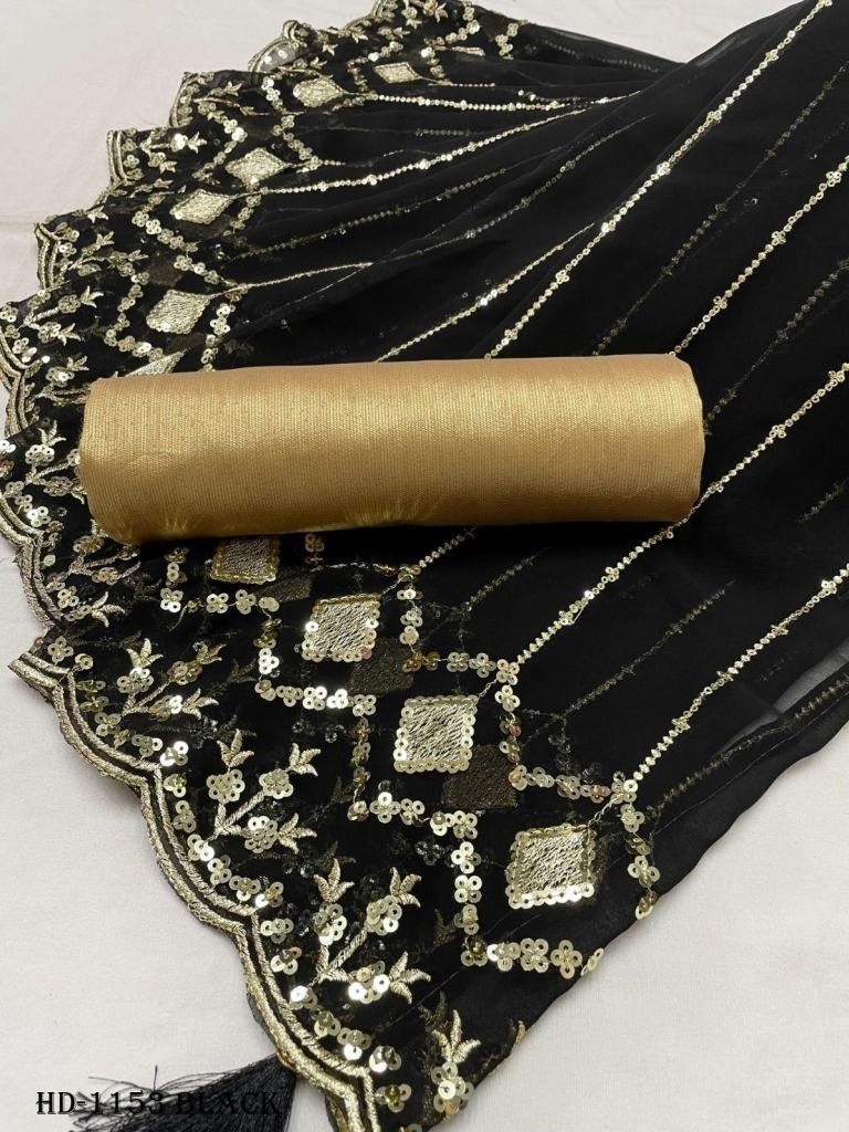 fency heavy georgette black sa 1716899661 Fency Heavy Georgette Black Saree