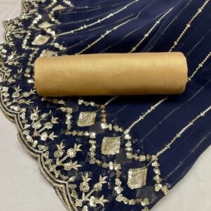 Fency Heavy Georgette Blue Saree
