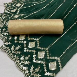 Fency Heavy Georgette Green Saree