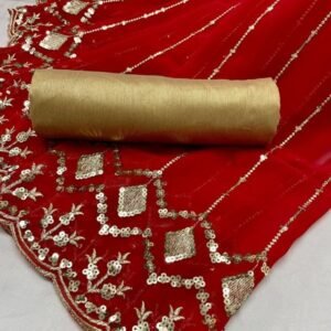 Fency Heavy Georgette Red Saree