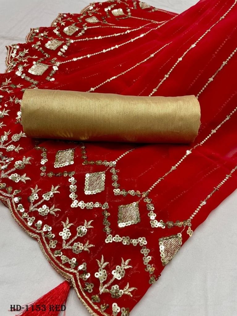 fency heavy georgette red sare 1716899565 Fency Heavy Georgette Red Saree