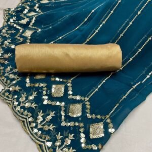 Fancy Heavy Georgette Royal Blue Saree