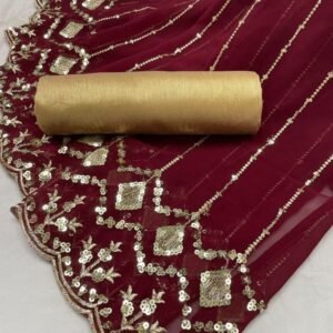 Fency Heavy Georgette Wine Saree