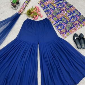 Festival Special Heavy Faux Georgette Royal Blue Sharara Suit