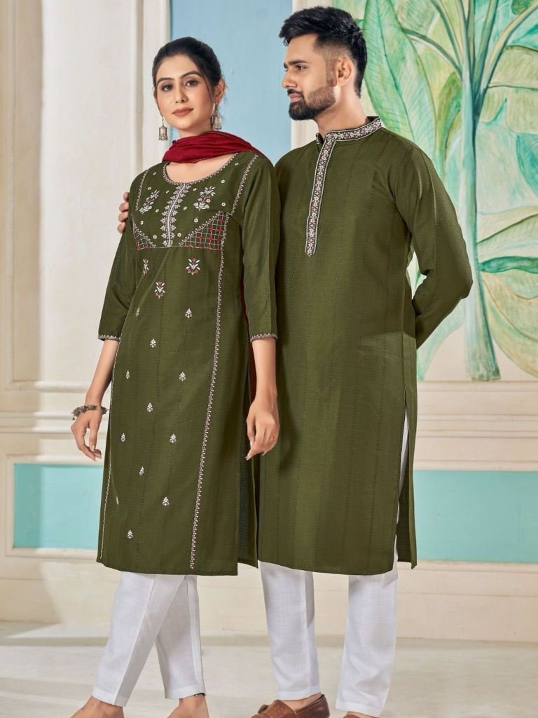 festival wear embroidery work 1746805936 Festival Wear Embroidery Work Readymade Couple Combo Set