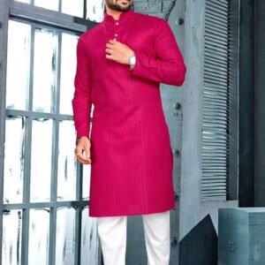 Trendy Cotton Fabric Dark Pink Kurta With Pajama