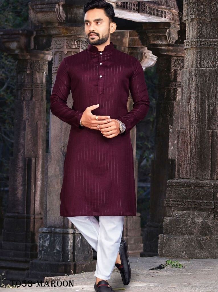 festivals special cotton fabri 1718182721 Cotton Maroon Kurta With Pajama Set For Men