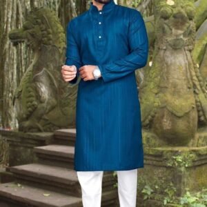 Festivals Special Cotton Fabric Rama Kurta With Pajama