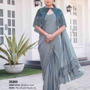 Festive Grey Silk Saree With Beautiful Jacket 25200 Series by Moh Manthan