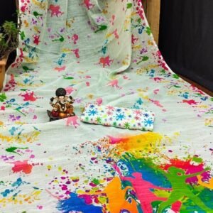 Festive Wear Linen Digital Printed Saree