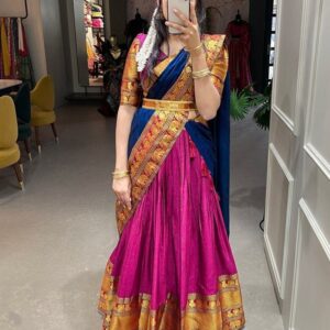 Festive Wear Pink Narayan Pet Cotton Lehenga Choli
