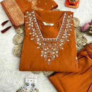 Festive Wear Simple And Elegent Orange Kurti cod Avilable