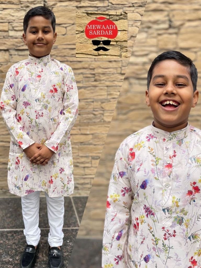 floral printed cotton kids kur 1729503421 Floral Printed Cotton Kids Kurta and Pyjama