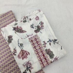 Floral Printed Mirror Work Neck Design Kurti With Pant