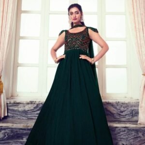 Flory Vol 41 Exclusive Green Embroidered Stitched Long Gown 4975