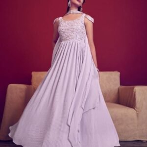 Flory Vol 41 Exclusive Lavender Embroidered Stitched Long Gown 4972
