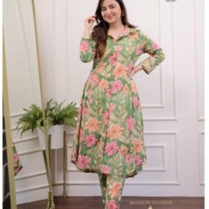 Flower Green Lilan Cotton Co ord Set