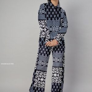 Formal Wear Imported Magic Cotton Blue Co ord Set