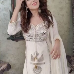 Fox Georgette White Colour Palazzo Suit