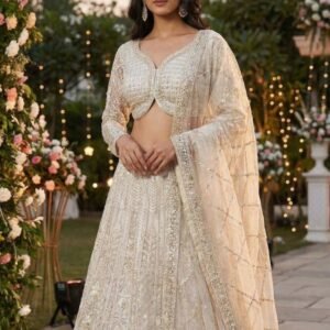 Full Heavy Work Cream Colour Lehenga Choli With Dupatta