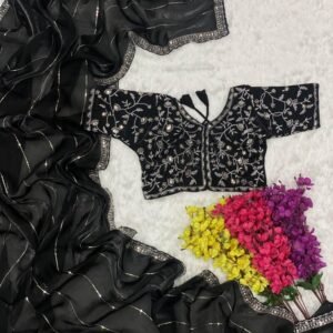 Function Wear Black Heavy Embroidery Jimmy Choo Saree